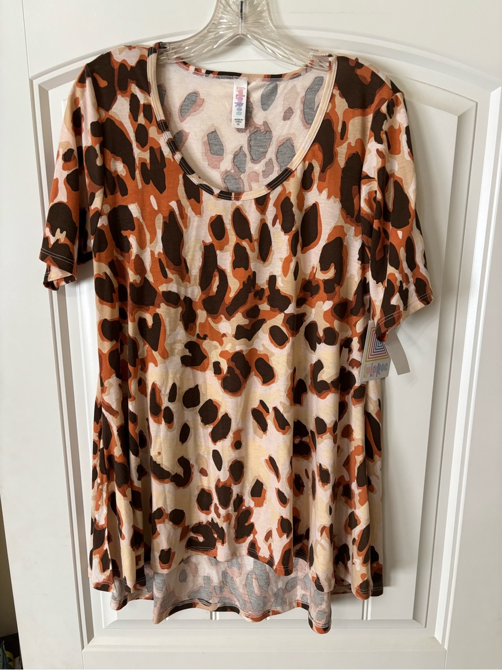 LuLaRoe Leopard Scoop Neck Tunic in Brown and Cream